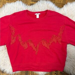 H&M Red Beaded Sweatshirt
